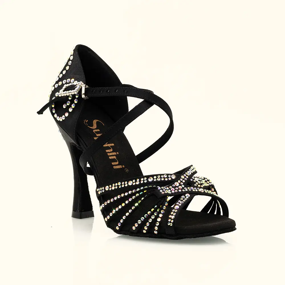 Scarpe da ballo latino-americano di lusso con strass, tacchi da ballo realizzati a mano per competizioni e spettacoli. 1