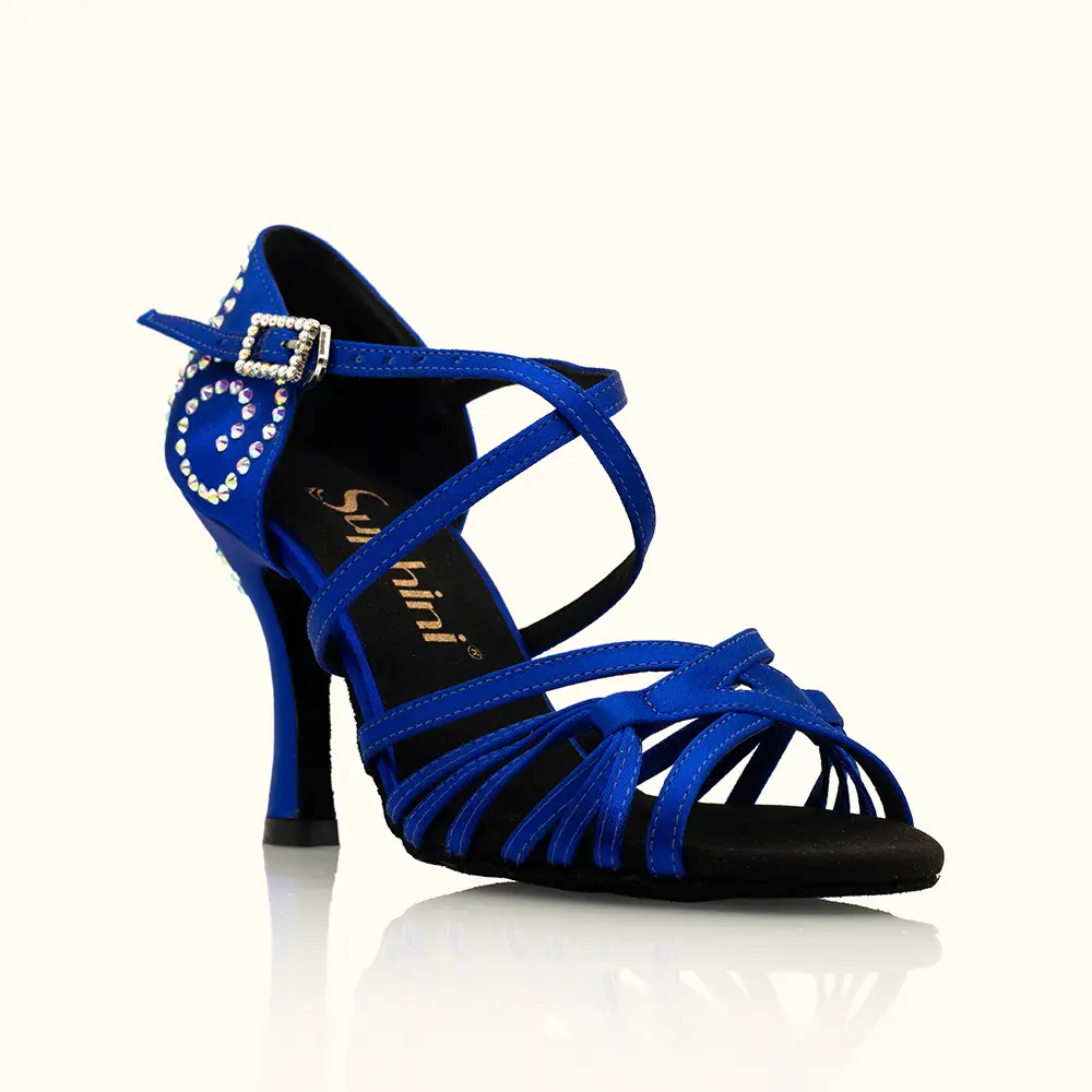 Blue Crystal Latin Dance Shoes Latin Salsa Footwear Stage Performance Dance Shoes Manufacturer 1