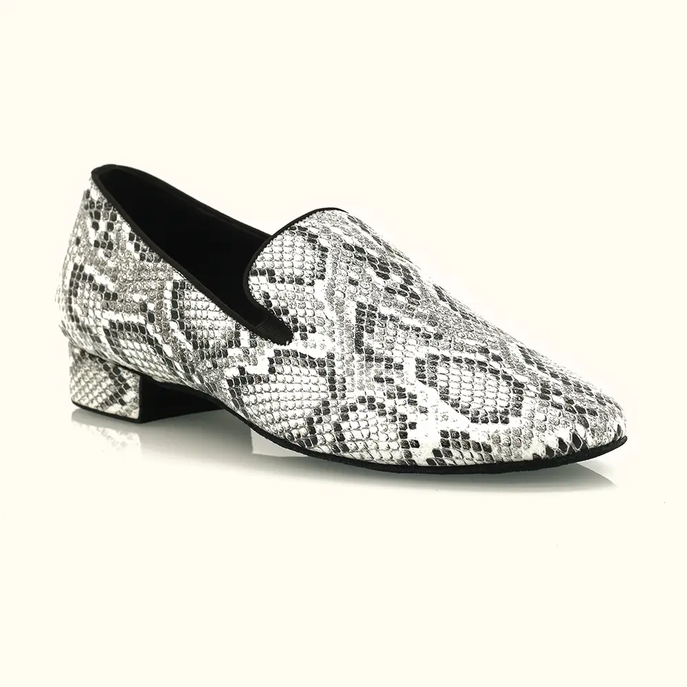 Snake Print Handcrafted Professional Men Dance Shoes Factory 1
