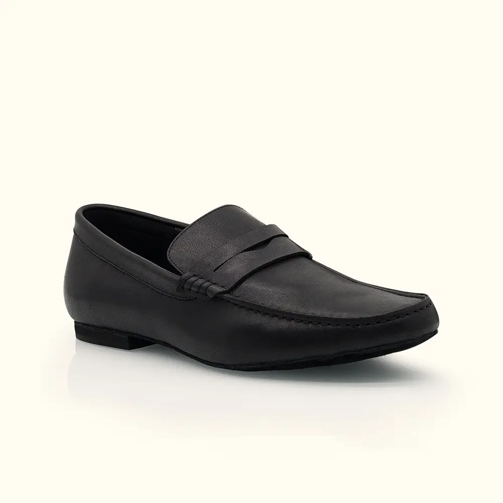 Men's 1cm Low Heel Genuine Leather Loafer Dance Shoes, Professional Standard Ballroom Modern Social Dance for Practice, Performance 1