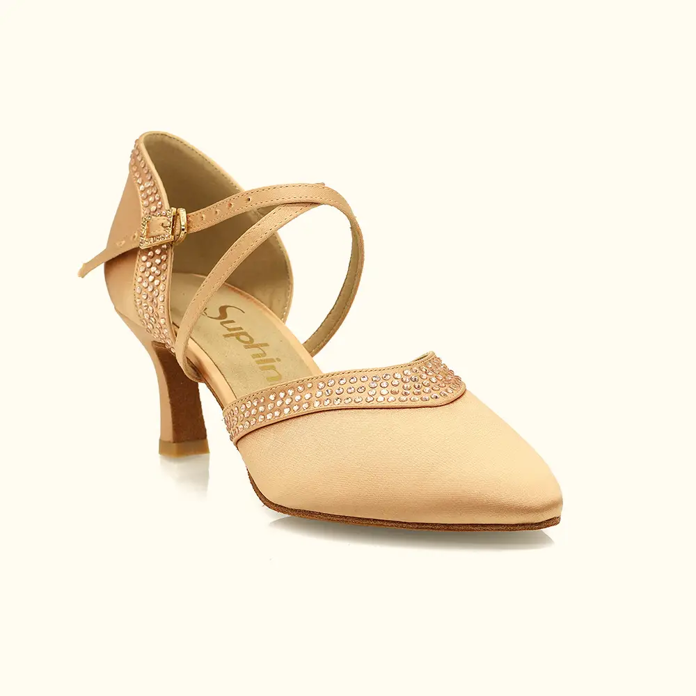 Closed Toe Social Ballroom Shoes X strap Design Crystal Standard Dance Shoes Supplier 1