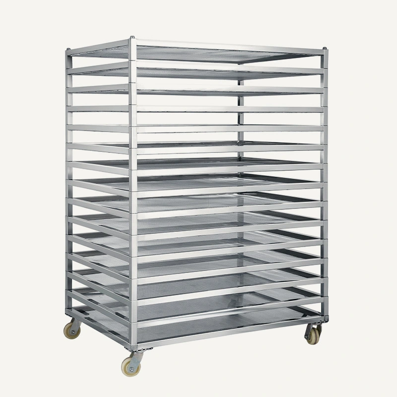 Plateaux à grille empilables en acier inoxydable pour séchoirs alimentaires sans chariot 1