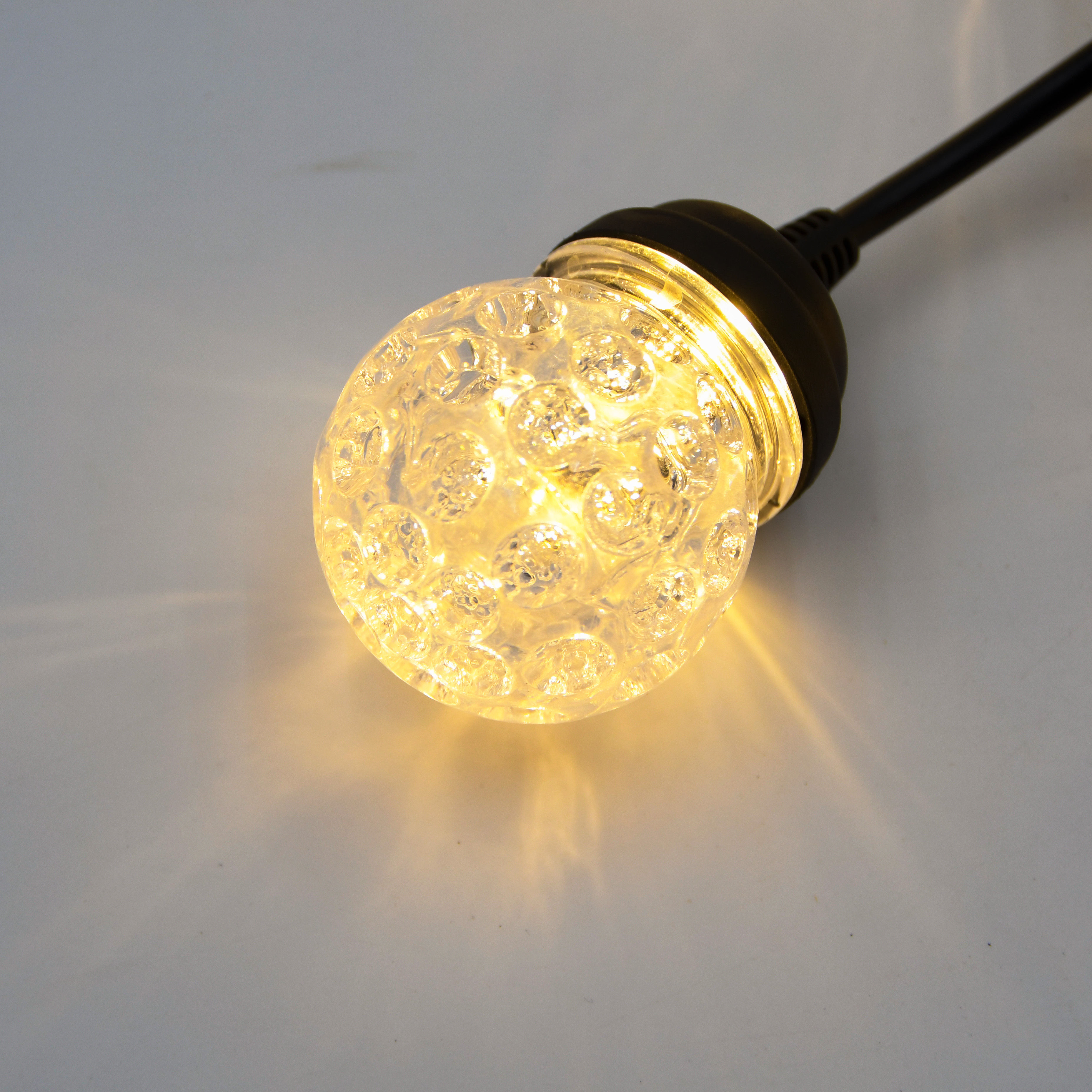 5m 10L Textured Globe LED Festoon Lights, Black Cable, IP44