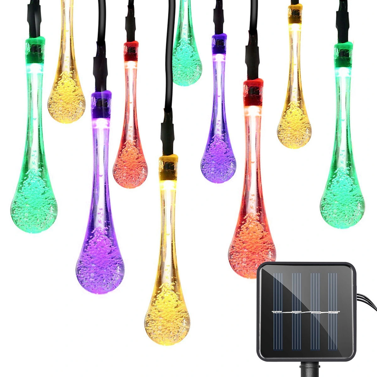 Solar String Light Outdoor Waterproof Solar Drop Lights,Water Drop Fairy Lights 13ft 20LEDs Solar Light with 8 Modes Solar Party Lights for Garden 1