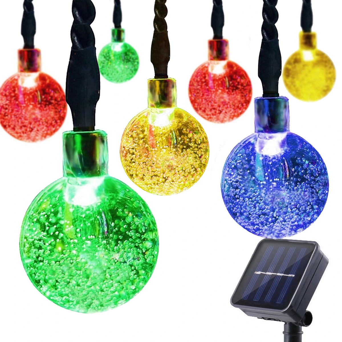 Solar String Lights Outdoor Crystal Globe Lights with 8 Lighting Modes, Waterproof Solar Powered Patio Lights for Garden Yard Porch Wedding Party Decoration 1