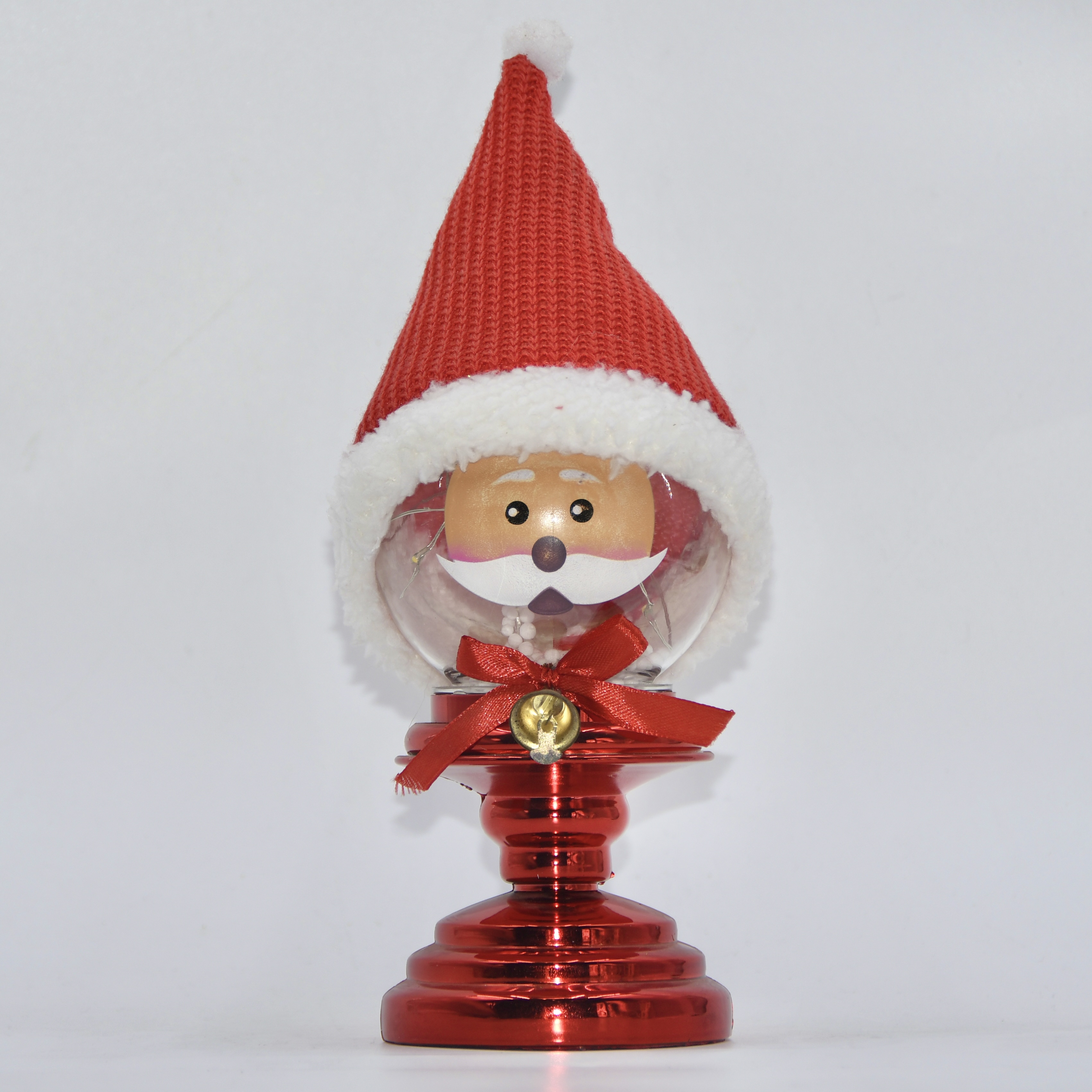 LED Santa Face Christmas Tabletop Decoration with Red Fabric Hat, USB and Battery Powered for Indoor Holiday Displays 1