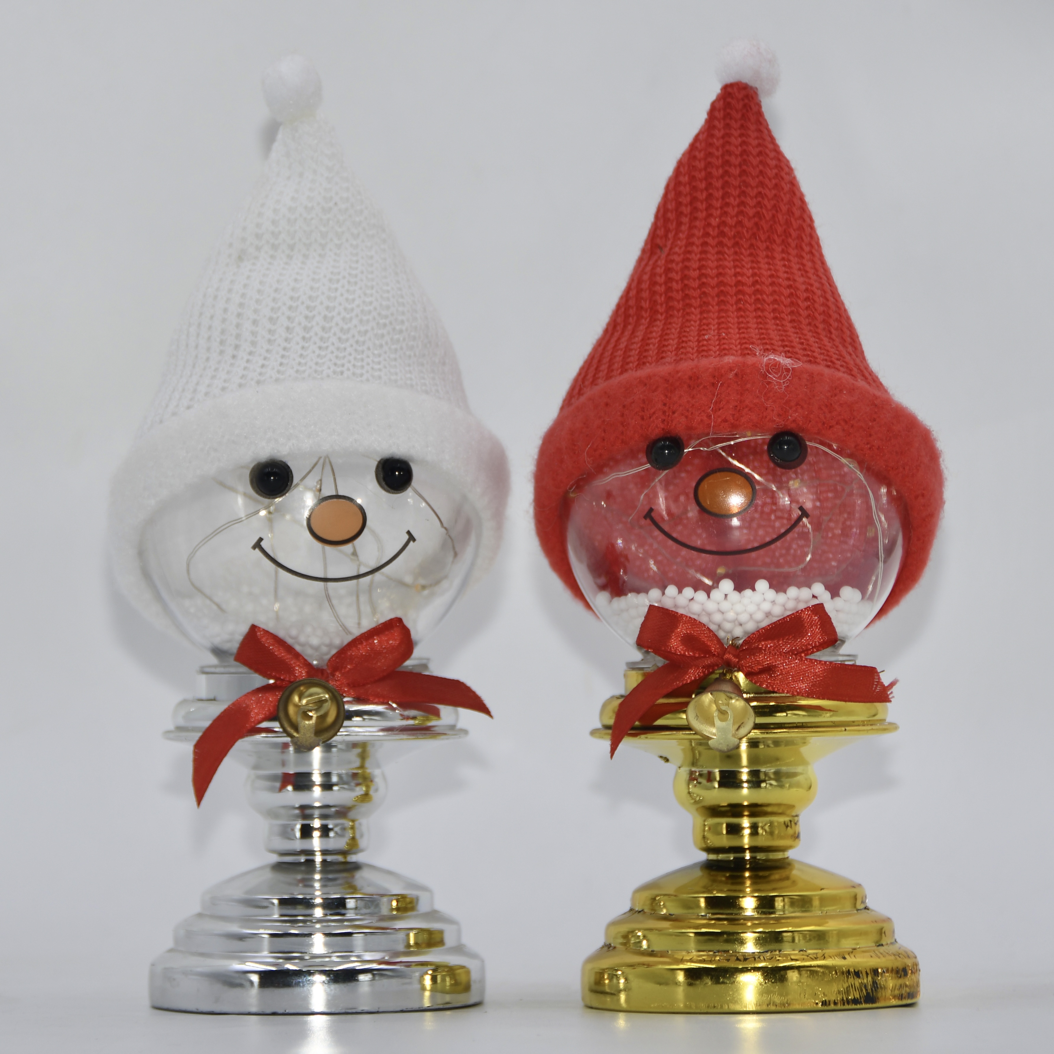 LED Snowman Face Christmas Tabletop Decoration with Fabric Hat & Fairy Lights for Indoor Holiday Displays 2