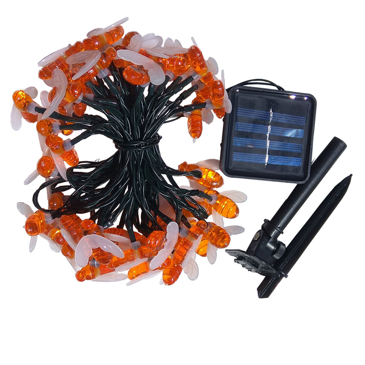 Solar Bee String Lights 30 LED 8 Modes Cute Bee Lights Waterproof 1