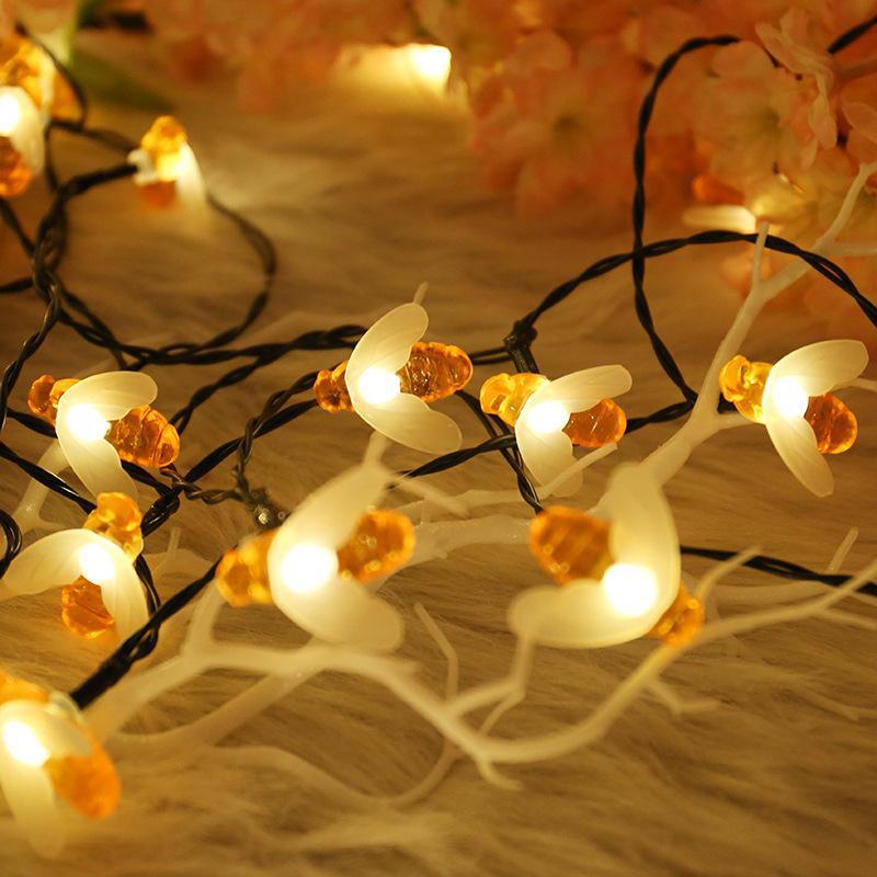 Solar Bee String Lights 30 LED 8 Modes Cute Bee Lights Waterproof 3