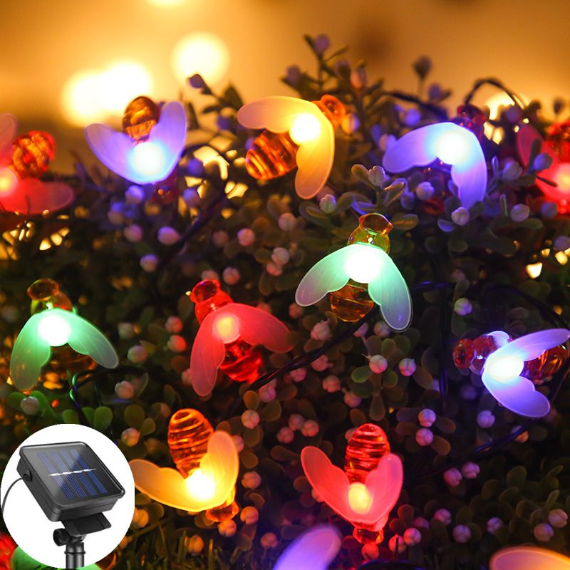 Solar Bee String Lights 30 LED 8 Modes Cute Bee Lights Waterproof 2