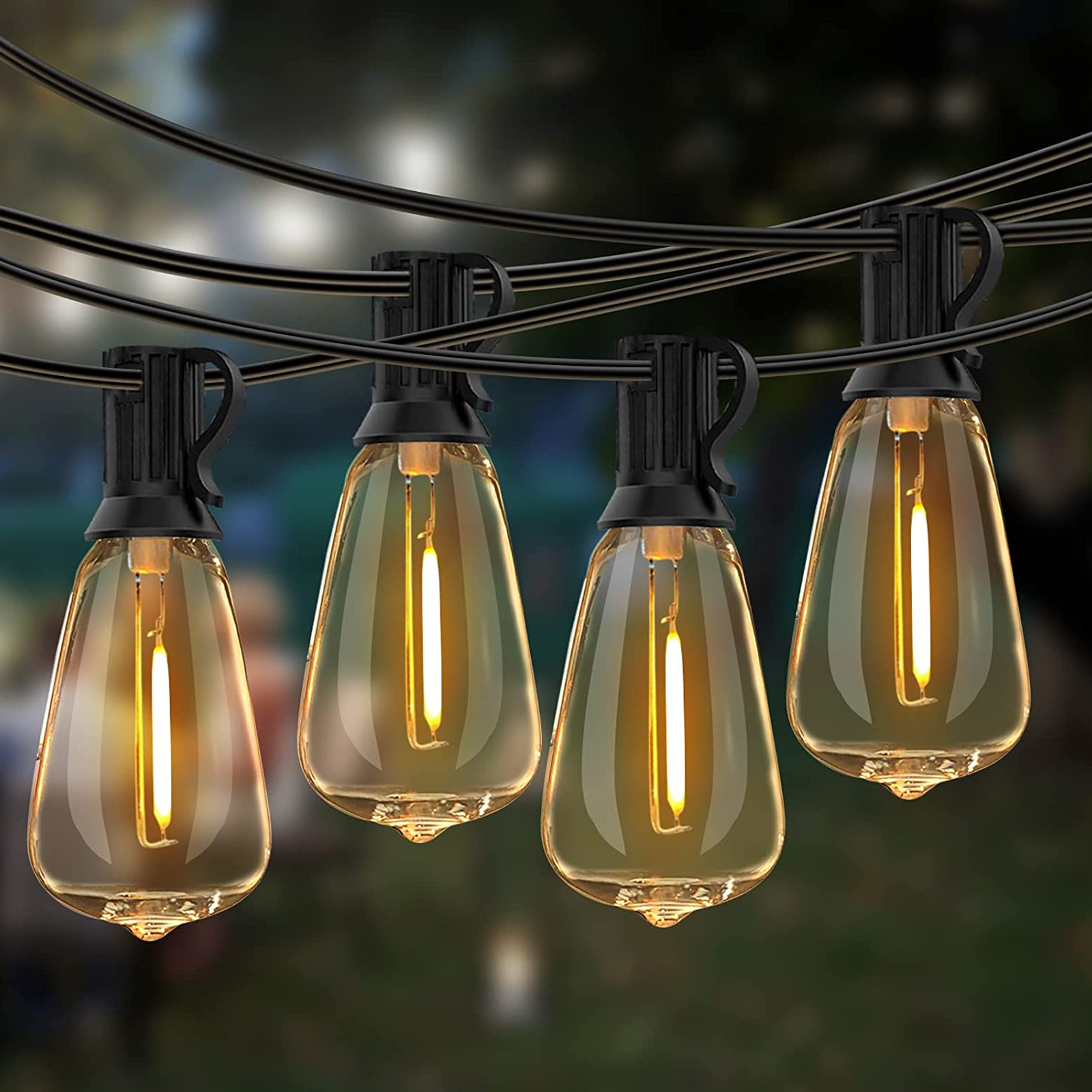 Outdoor String LED Patio Lights 15M Outside Waterproof Light ST38 Shatterproof Bulb Connectable Hanging Outdoor Electric Lighting For Backyard Yard Gazebo Porch Party 2