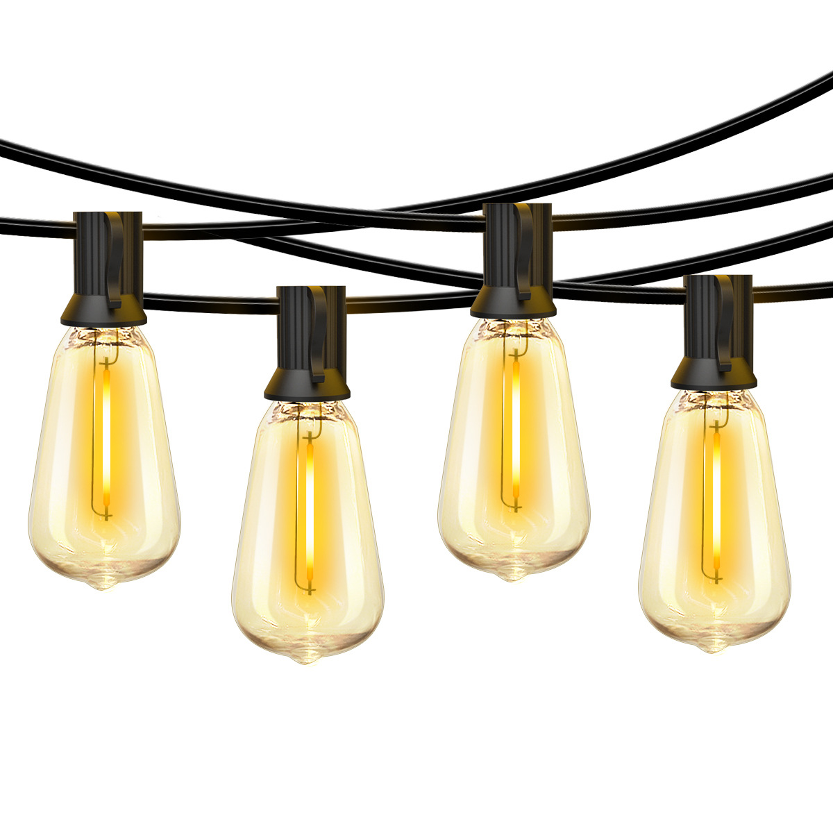 Outdoor String LED Patio Lights 15M Outside Waterproof Light ST38 Shatterproof Bulb Connectable Hanging Outdoor Electric Lighting For Backyard Yard Gazebo Porch Party 5