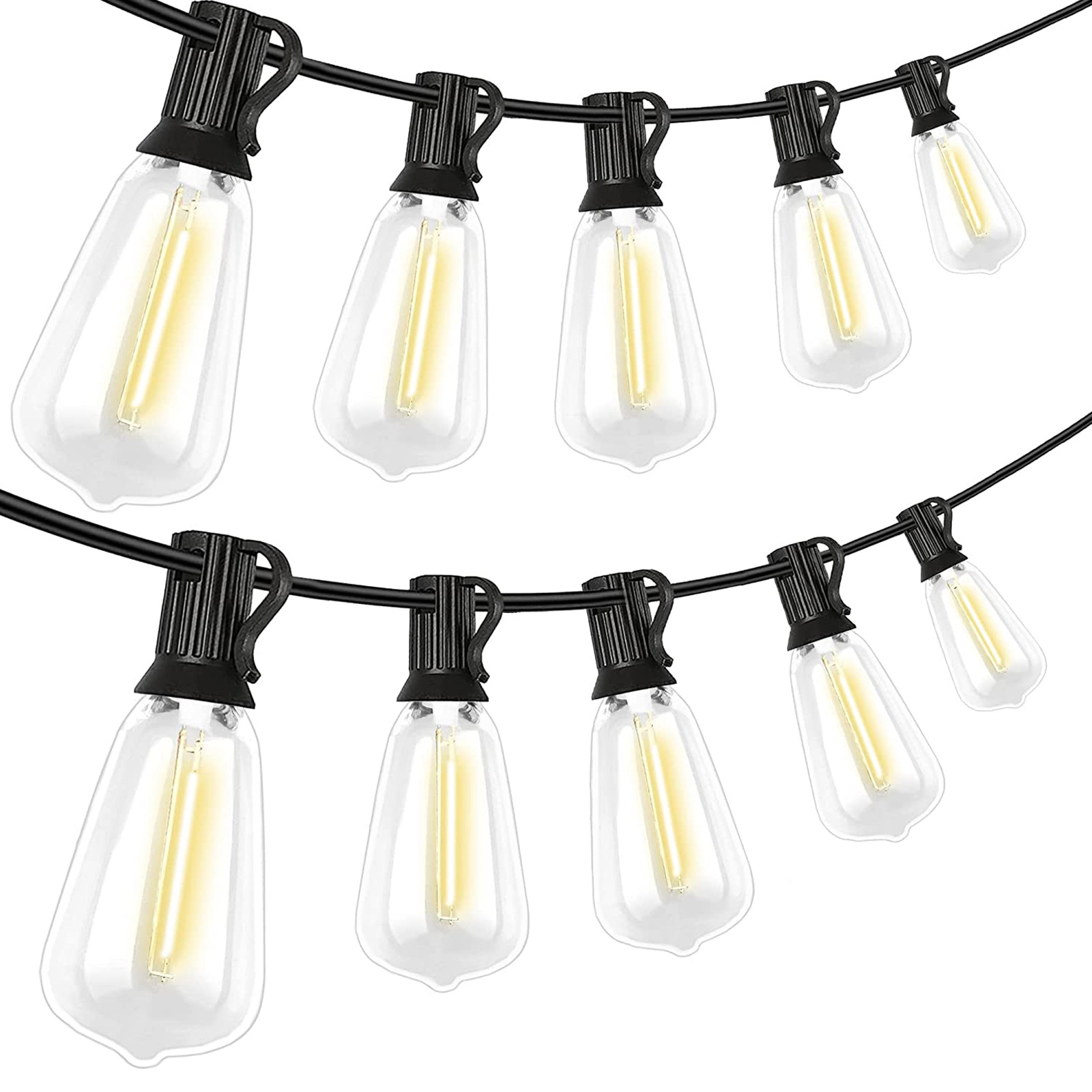 Outdoor String LED Patio Lights 15M Outside Waterproof Light ST38 Shatterproof Bulb Connectable Hanging Outdoor Electric Lighting For Backyard Yard Gazebo Porch Party 1
