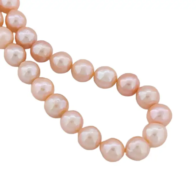 9-10mm Natural Freshwater Pink Round Pearl Strands Are Used for Jewelry Making 1