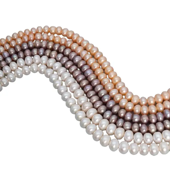 7–8mm AAA Natural Freshwater Button Pearls White Pink Purple for Jewelry Making 1