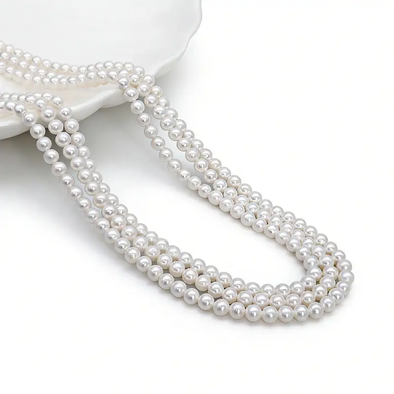 Collar de perlas naturales de agua dulce de tres capas, grado AAAAA, de 4 a 5 mm, con cierre de plata de ley 925. 1