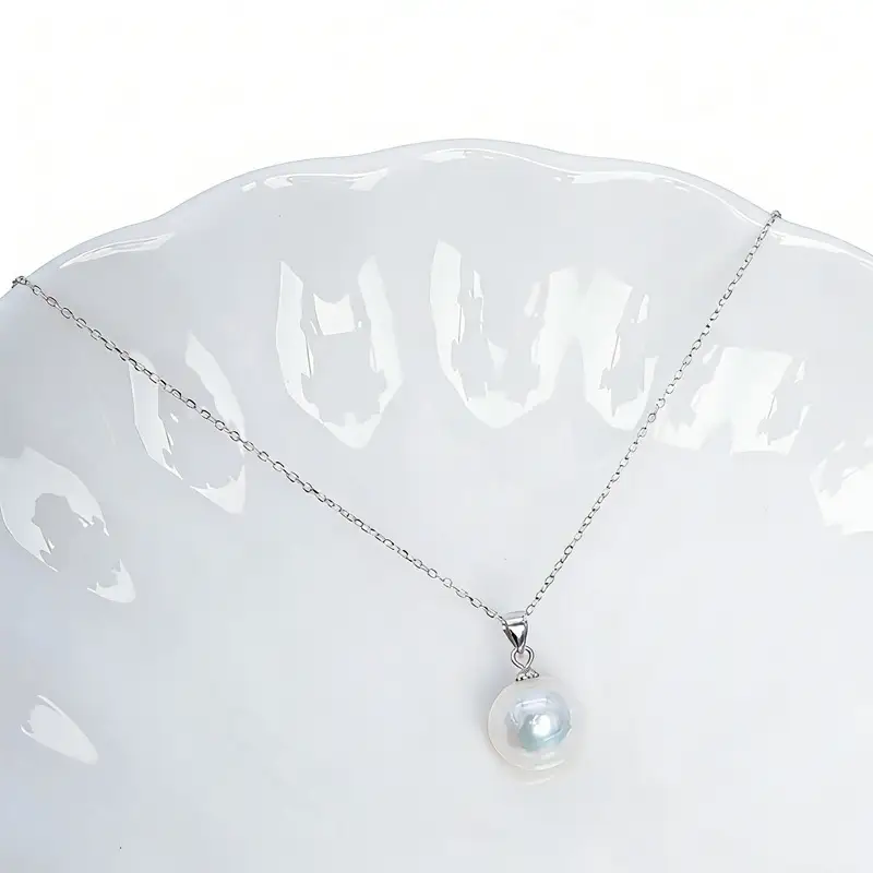 Collar sencillo de perlas naturales de agua dulce y plata de ley 925 1