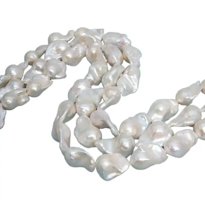 Hilos de perlas barrocas naturales de agua dulce de 12 a 15 mm para la fabricación de joyas. 1