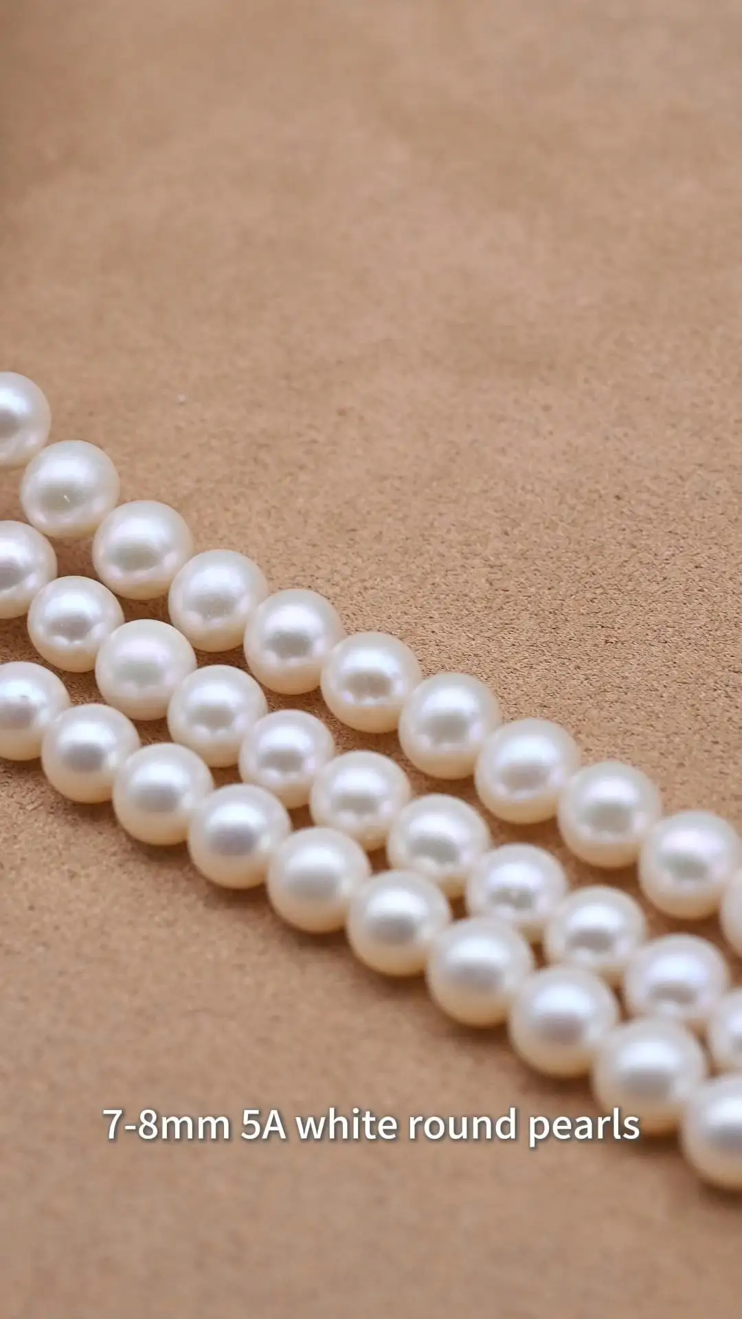 Hilo de perlas de agua dulce redondas blancas de 7-8 mm (3A) para la fabricación de joyas. 1