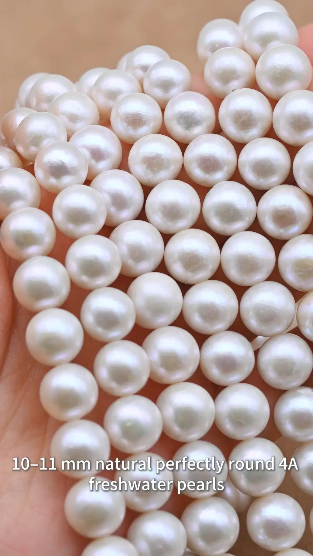 Hilo de perlas redondas naturales de agua dulce blancas AAAA de 10-11 mm para la fabricación de joyas. 1