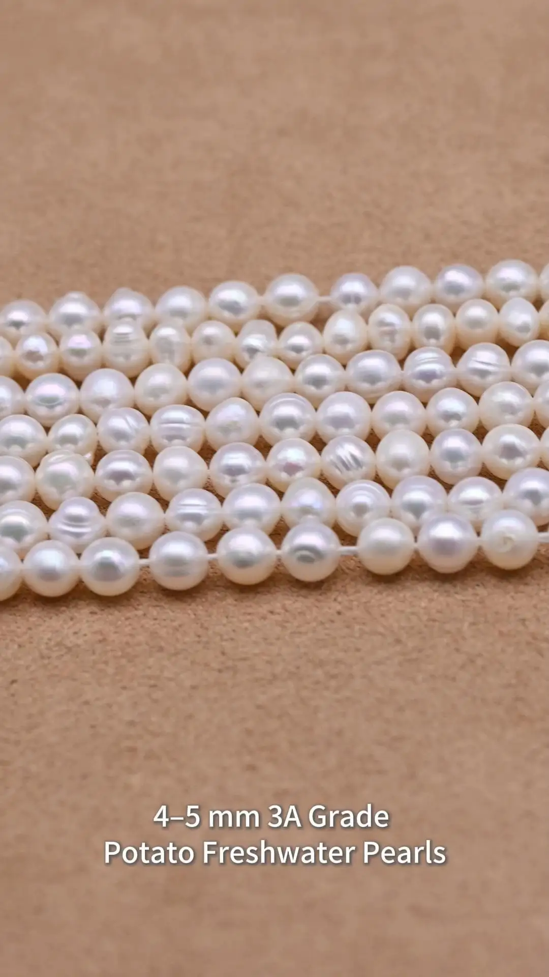 Hilo de perlas naturales de agua dulce blancas de 4-5 mm con forma de patata, calidad 4A, para la fabricación de joyas. 1