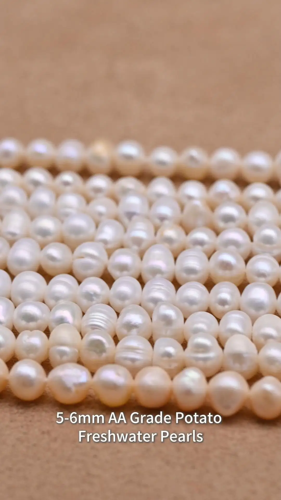 Hilo de perlas naturales de agua dulce blancas con forma de patata, de 5-6 mm, grado 2A, para la fabricación de joyas. 1