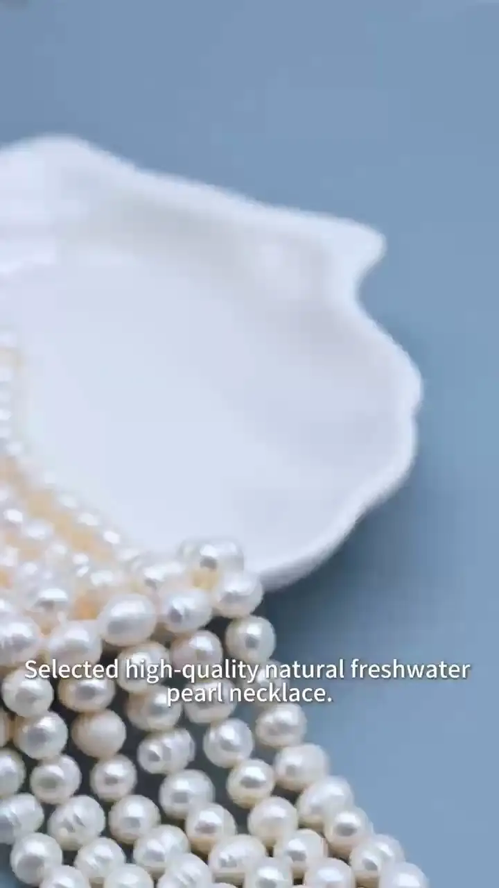 Hilo de perlas naturales de agua dulce blancas con forma de patata, de 6-7 mm, grado 2A, para la fabricación de joyas. 1