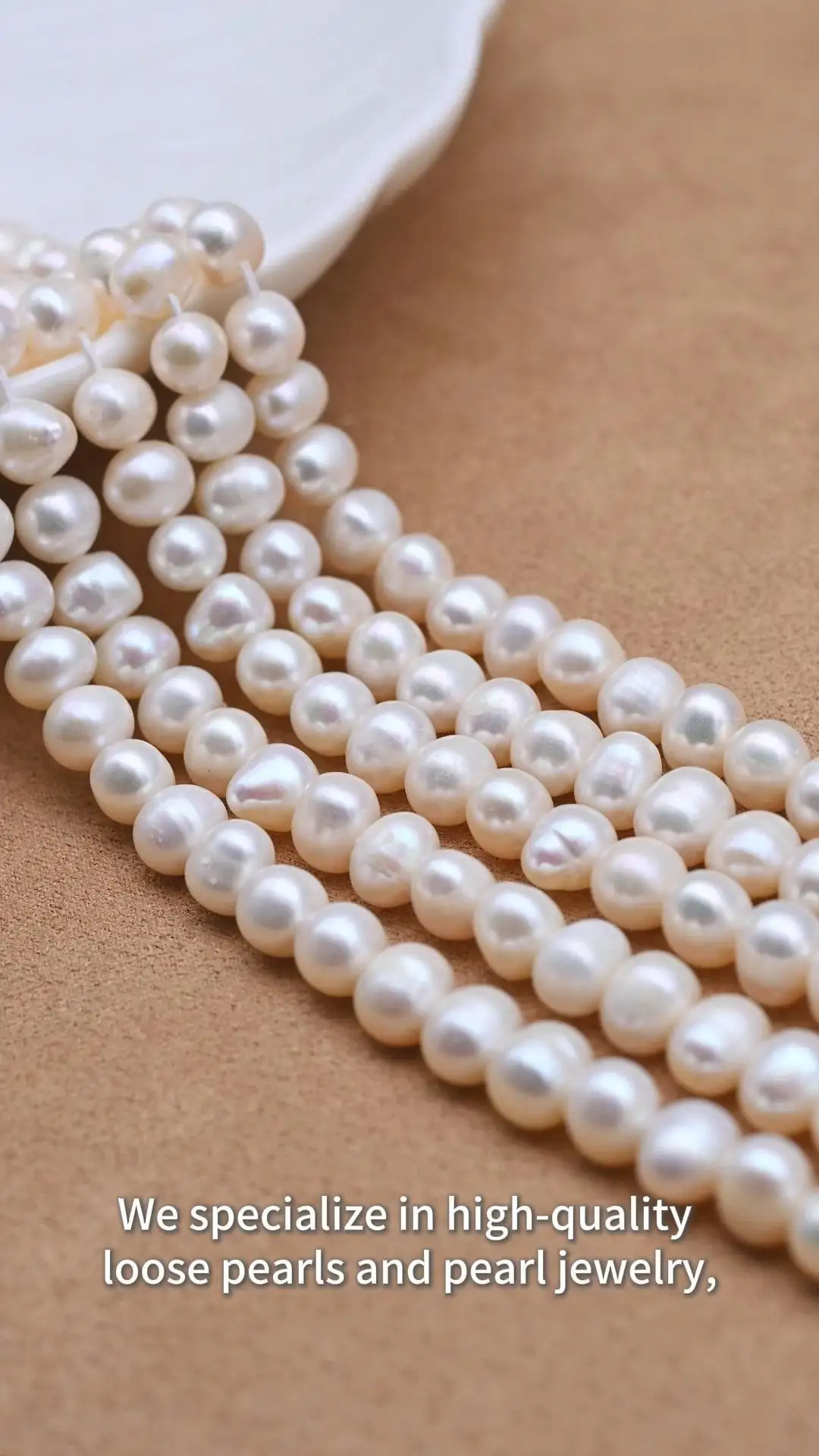 7-8mm 4A White Potato Shape Natural Freshwater Pearl Strand for Jewelry Making 1