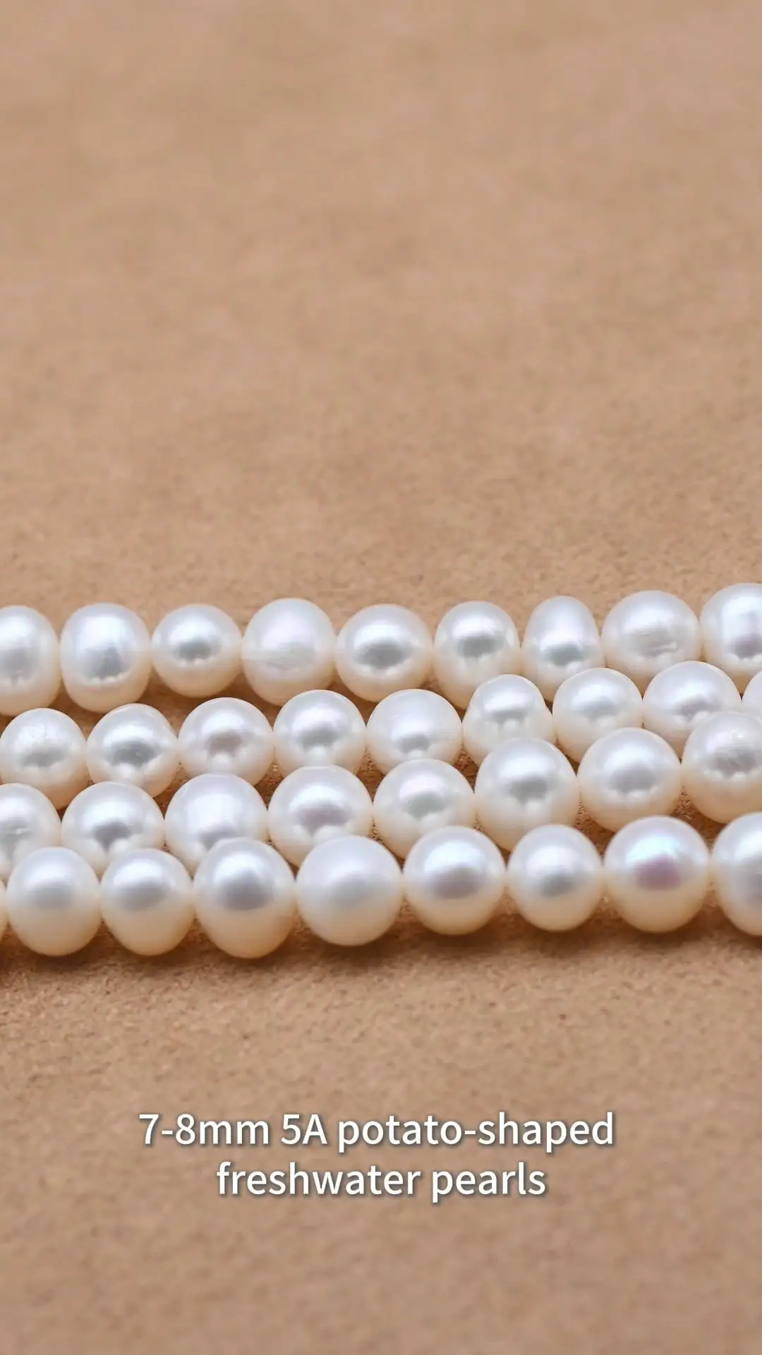 Hilo de perlas naturales de agua dulce blancas con forma de patata, de 7-8 mm y calidad 5A, para la fabricación de joyas. 1