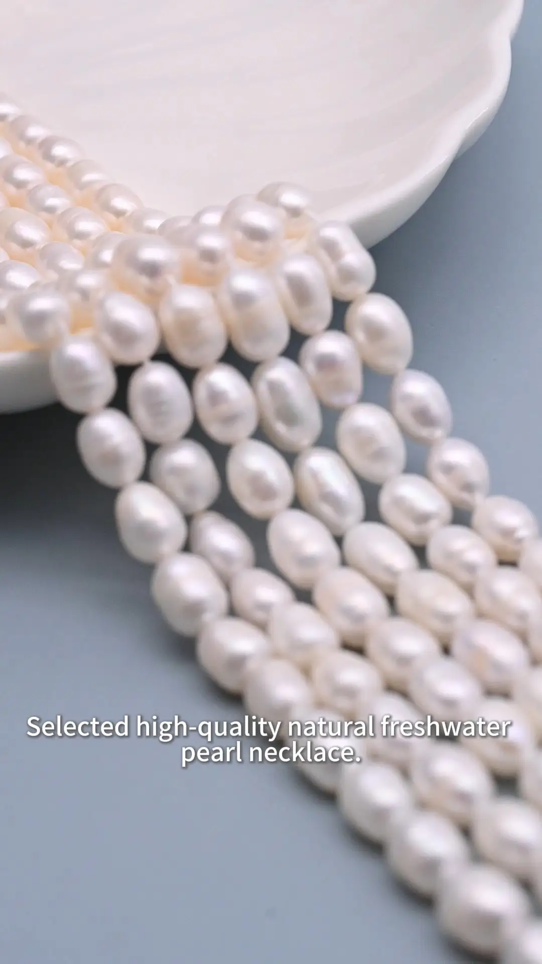 7-8mm 3A White Rice Shape Natural Freshwater Pearl Strand for Jewelry Making 1