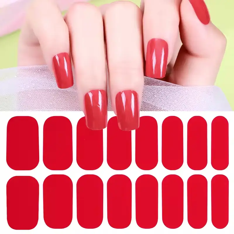 OEM Burgundy Soil Color Base UV-Free Gel Nail Wraps Customizable Nail Art Stickers 1