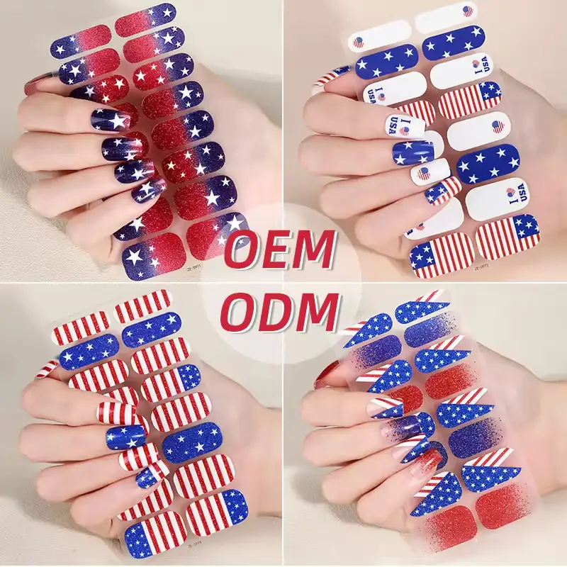 Wholesale Soccer Nail Wraps Custom USA Flag & Football Sports Nail Designs 1