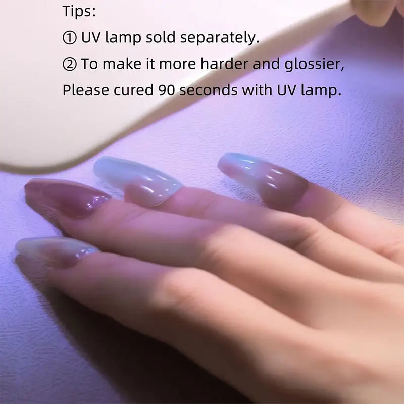 Custom Korean Pure Color Semi-Cured Gel Nail Stickers, Manicure Set UV Cured Gel Strips 1