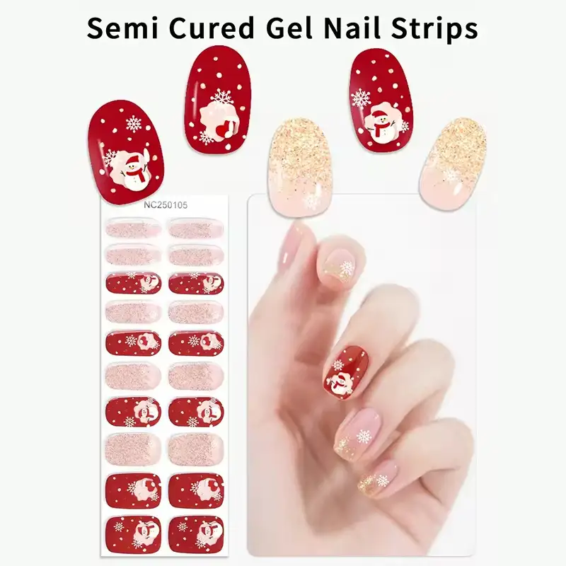 Red Heart Semi-Cured Gel Nail Wraps Private Label OEM Wholesale 1