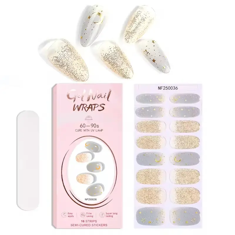 Luxury French Glitter 3D Bow UV-Free Gel Nail Wraps Eco-Friendly HEMA-Free 1