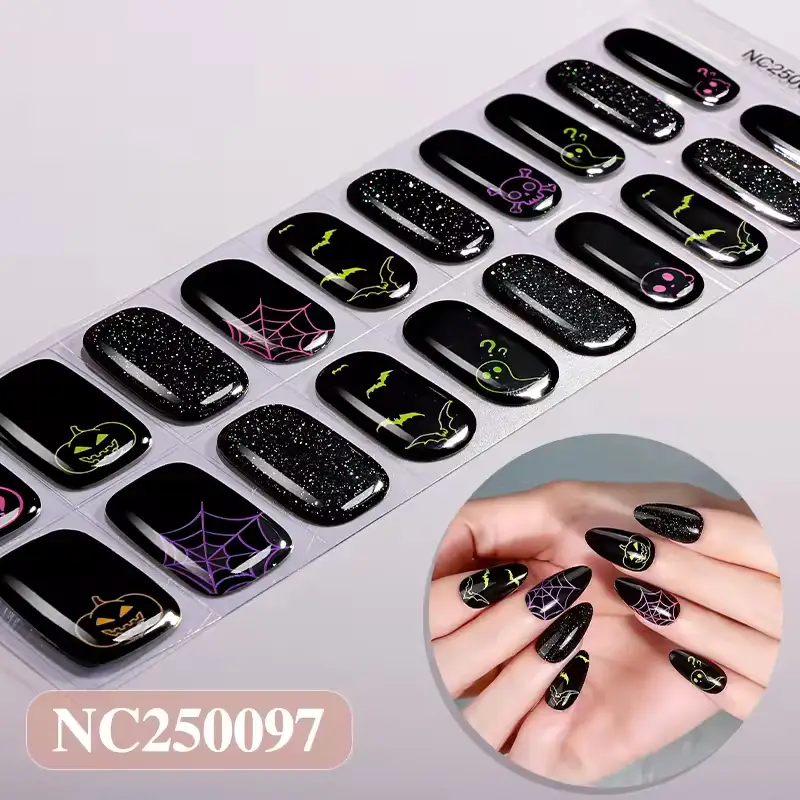 Solid Color Self-Adhesive UV-Free Gel Nail Stickers Semi-Cured No-Lamp Nail Wraps 1