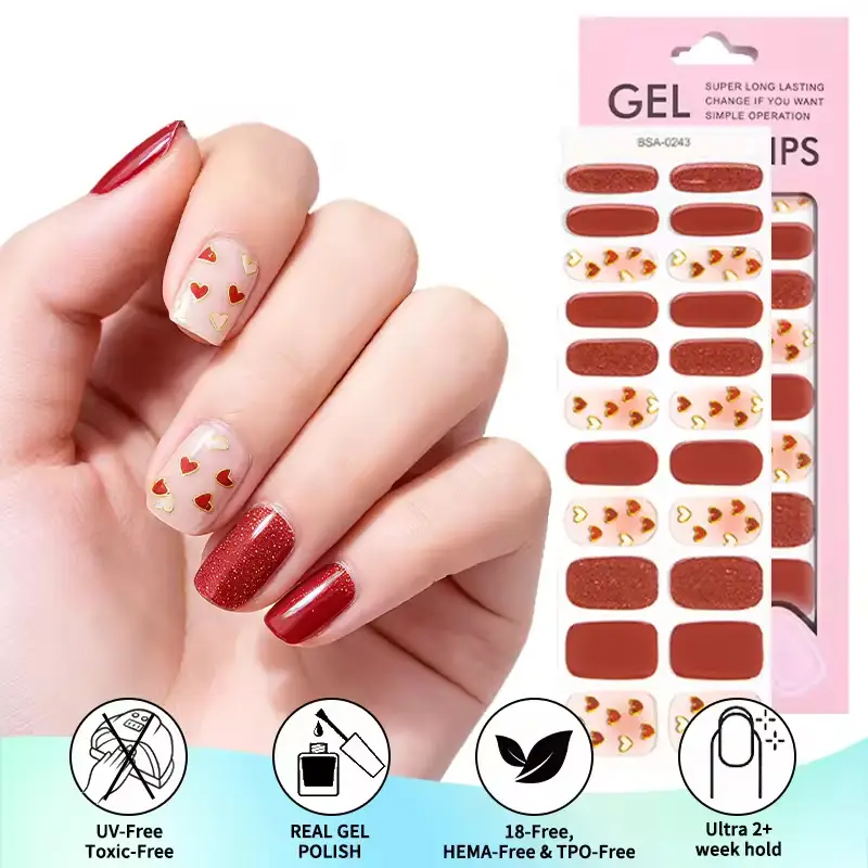 Wholesale Christmas 3D UV-Free Gel Nail Stickers 22 Strips 1
