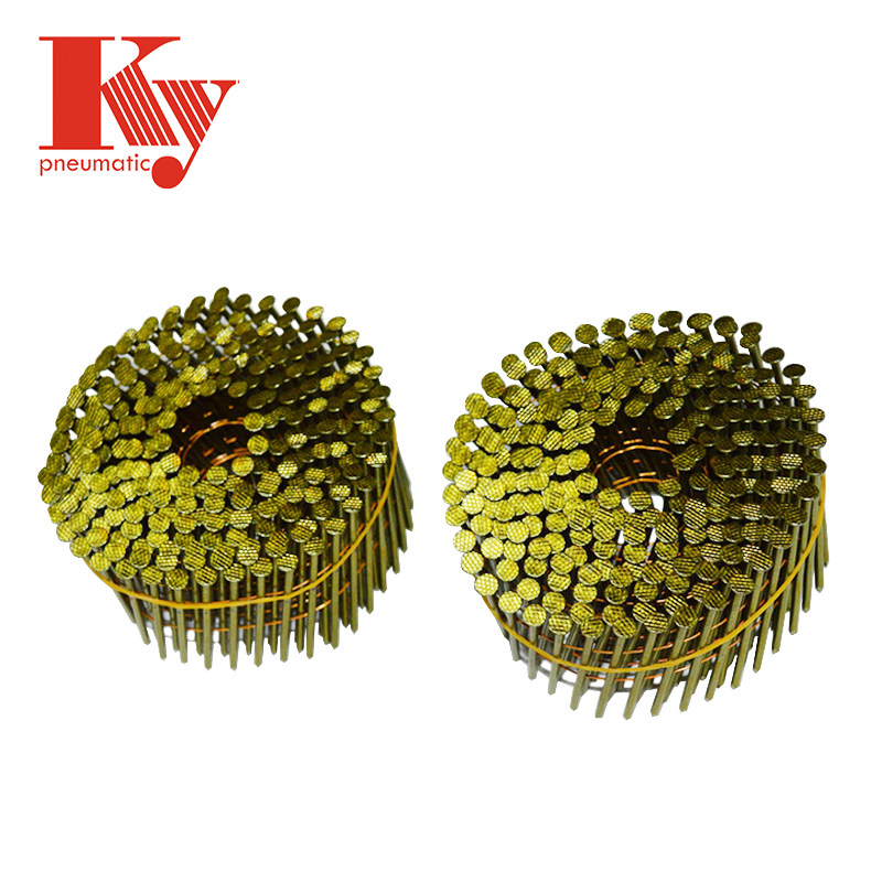 KY - 15 Degree Colorful Painted Customized Roofing Smooth Screw Shank Coil Nail Pallets Iron Wire Nail 2550 Coil Nails 7