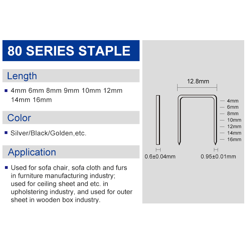 KY - Pneumatic Gun Staple Galvanized Sliver Picture Frame 80 Staple Grapas 8006 80 staples 5