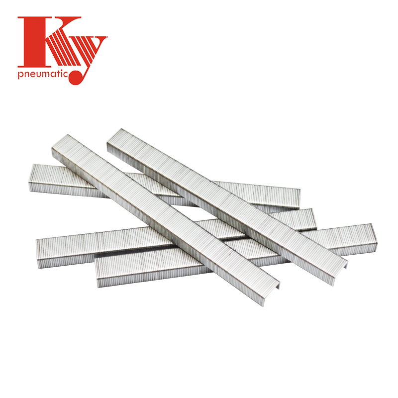 KY - Grapas personalizadas de alambre de hierro galvanizado Q195 serie 10f para tapicería de muebles 1008f 10F 6