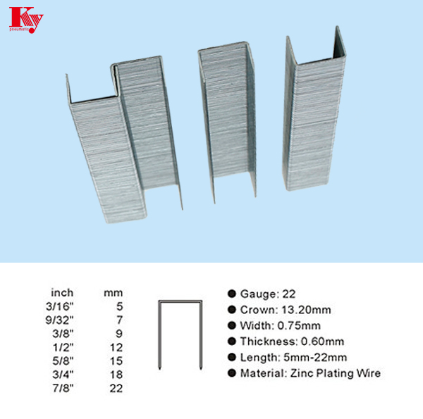 KY - Gauge 22 Galvanized Wire Staple Furniture Staple 12f Series 1210f 12F staples 3