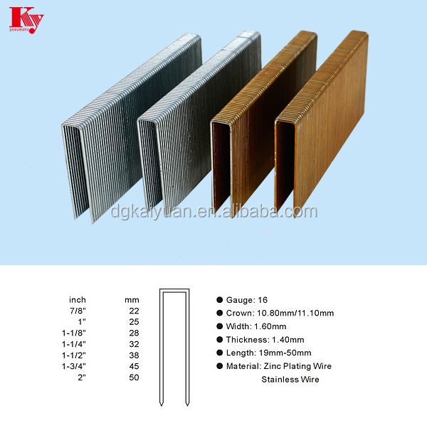 KY - 16 Gauge Galvanized Iron Wire Gold Color Sofa Staple Pins 14 Series 14/50 14 staples 5