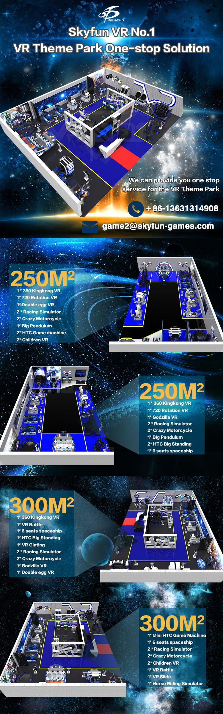 SKYFUN - Virtual reality arcade game simulator ride 300 square meters 9d vr theme park design ONE-STOP VR Theme Park 7