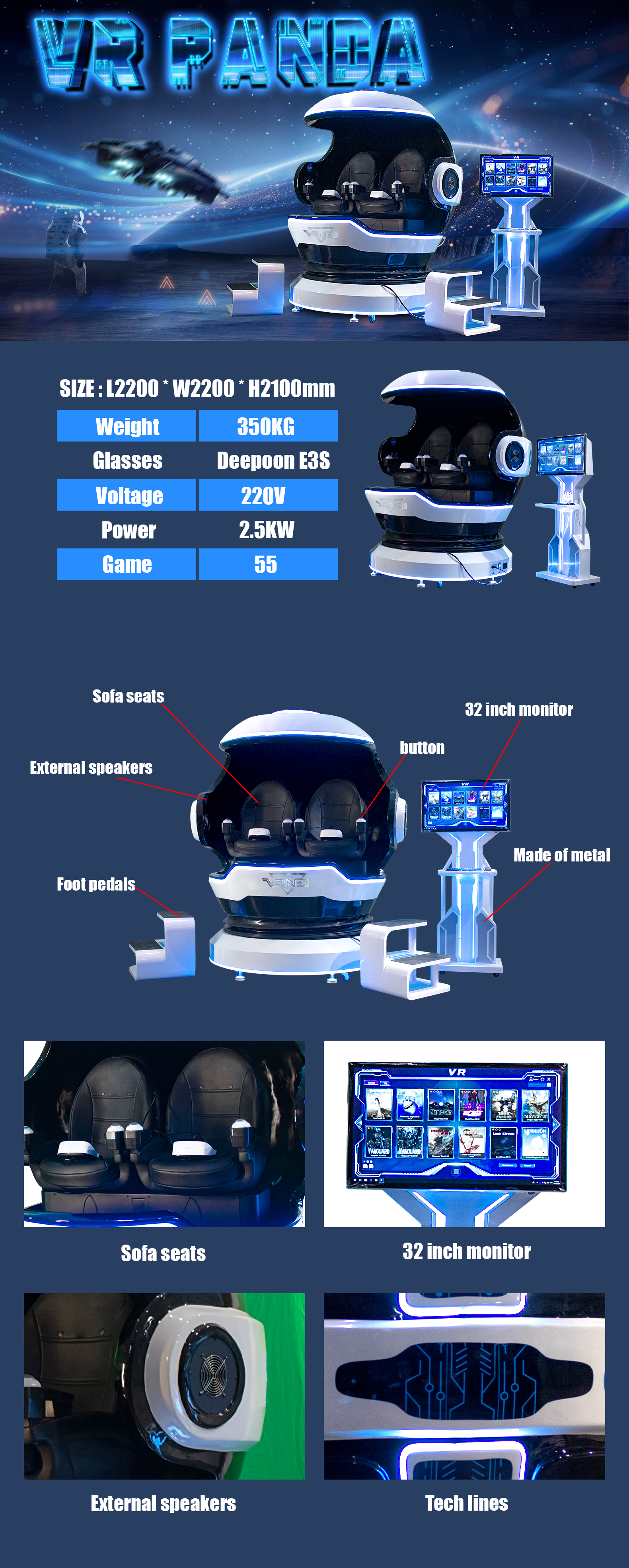 Quality vr Fun panda VR Machine  | SKYFUN Manufacturer | SKYFUN 7