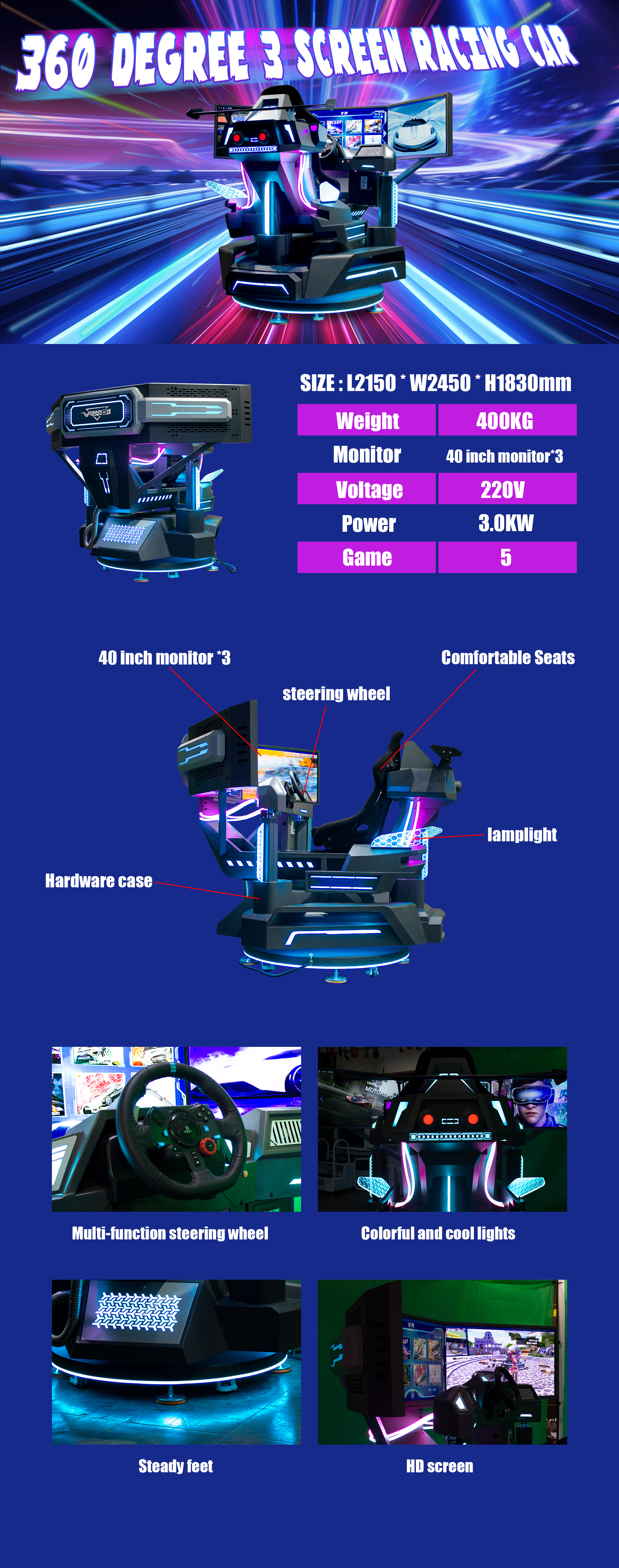 Best Quality 360 Degree 3-Screen FUN Racing Car Manufacturer | SKYFUN Company - SKYFUN 8