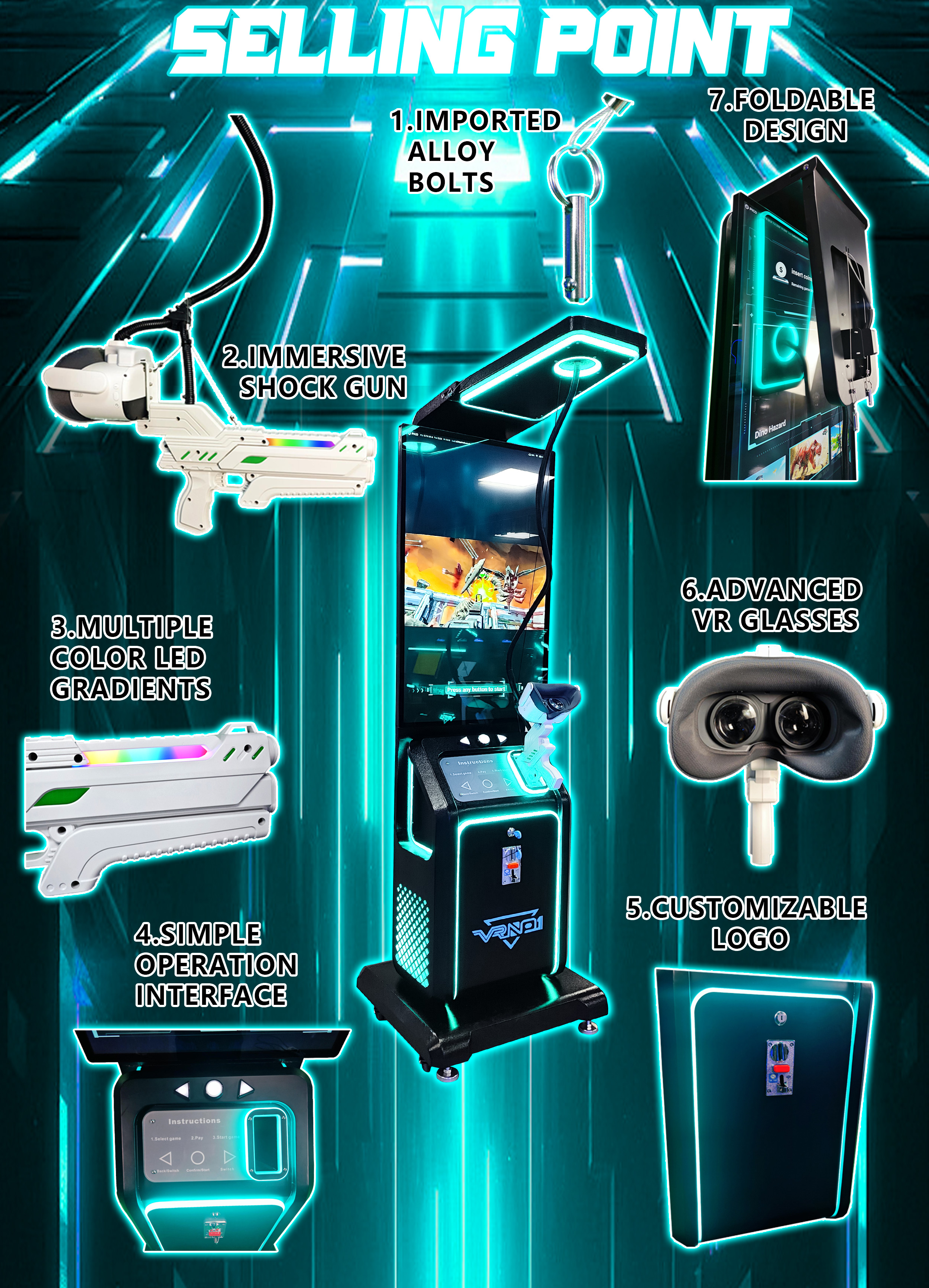 SKYFUN Coin operated VR simulator For Sale Virtual Reality Shooting Game Machine 7
