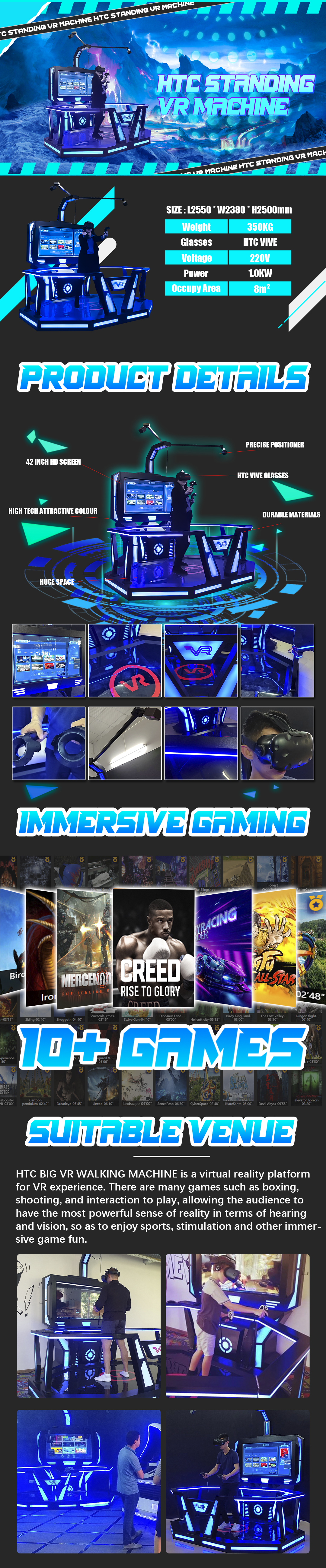 VR HTC Platform 9d Virtual Reality Simulator Interactive Arcade Shooting Game Machine 6