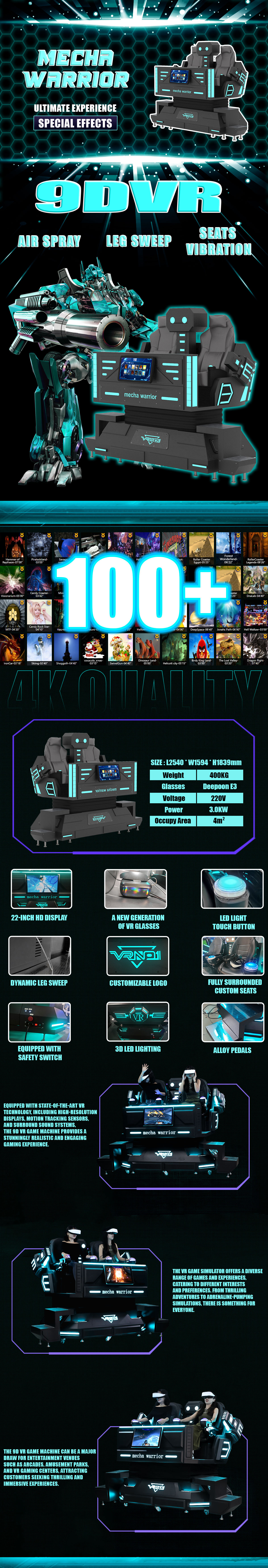 SKYFUN 9D VR Simulator Mecha Warrior VR Manufacturer 9D VR Game Machine For Sale 8