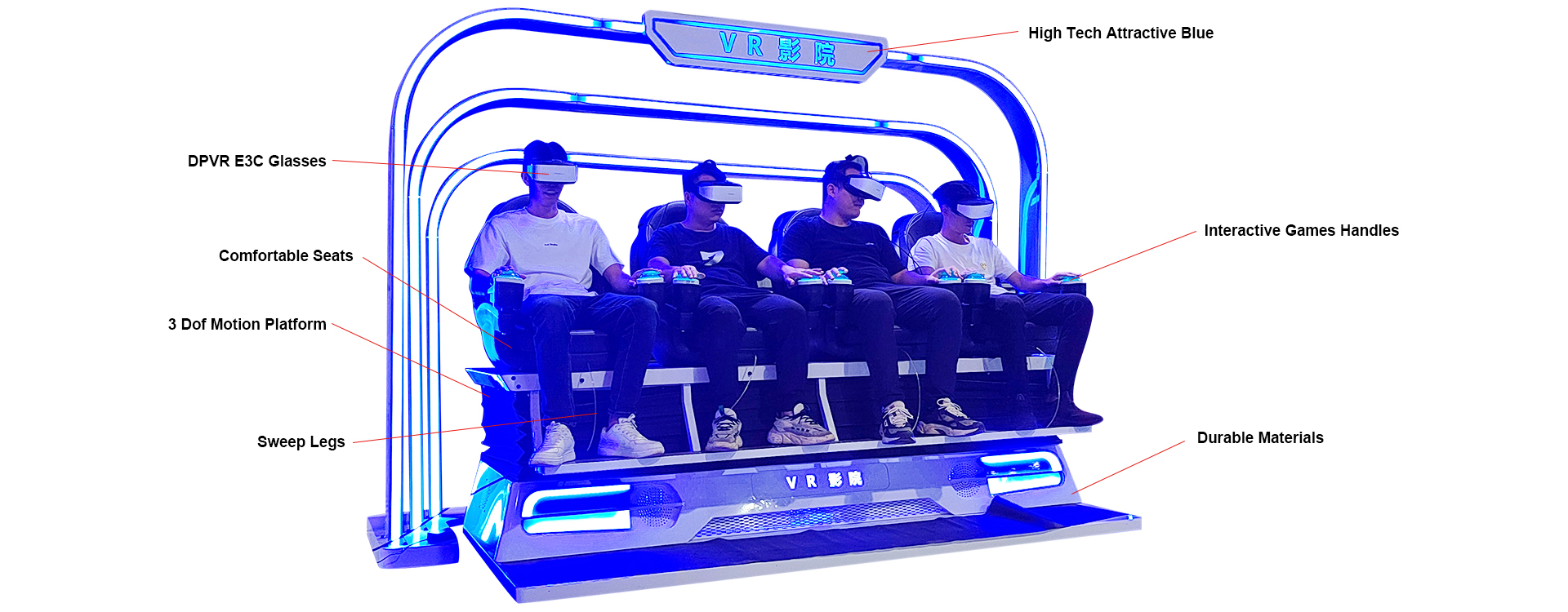 9d VR Simulator, Multi Person VR Cinema 9D VR Chair（Four seater） 3