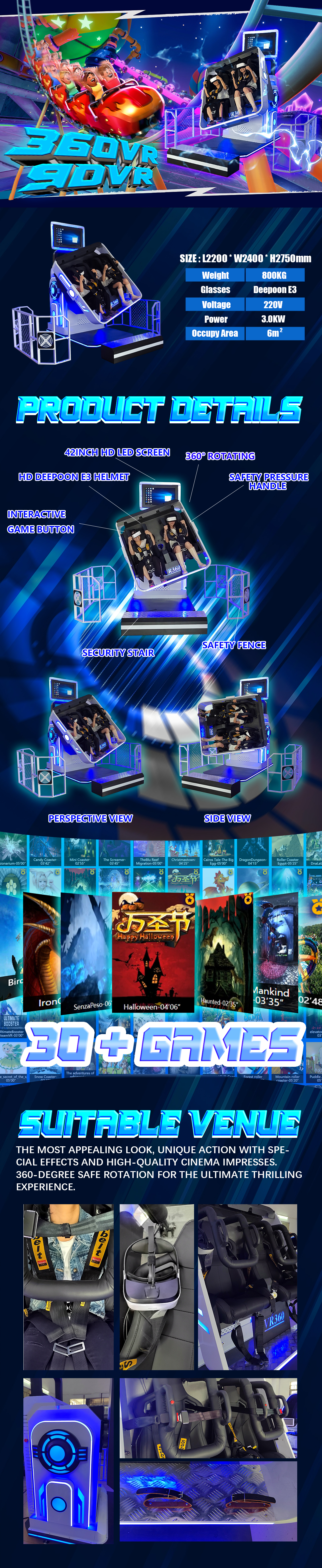 Best 360 Degree VR Simulator Supplier Double 9D VR Machine 3